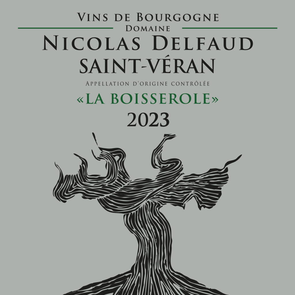 Etiquette de la bouteille de Saint-Véran La Boisserole bio : Vin de Bourgogne blanc, appellation d'origine contrôlée. 